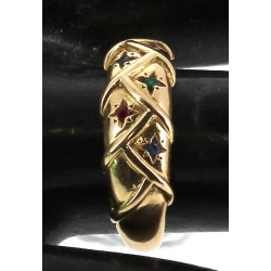 Bague jonc en or jaune 18 cts, serti éto