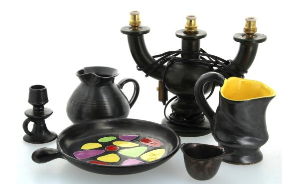 Lot de 6 céramiques émaillées noires : u