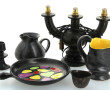Lot de 6 céramiques émaillées noires : u