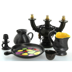 Lot de 6 céramiques émaillées noires : u