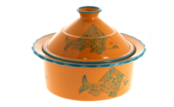 Plat à tajine couvert en céramique bleu 