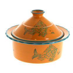 Plat à tajine couvert en céramique bleu 