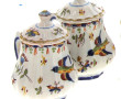 DESVRES - Lot en faïence polychrome : 2 