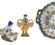 DESVRES - Lot en faïence polychrome : 2 