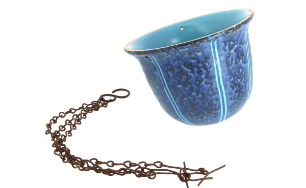 Vasque porte-plante en céramique bleu tu
