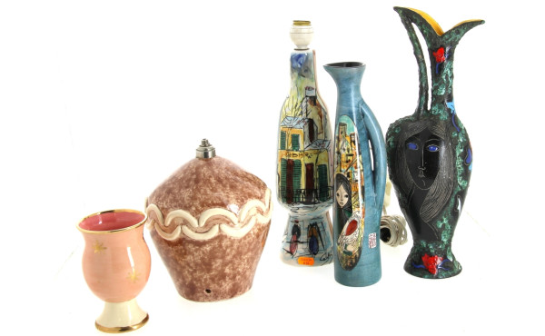 Lot de 5 céramiques années 60 : aiguière