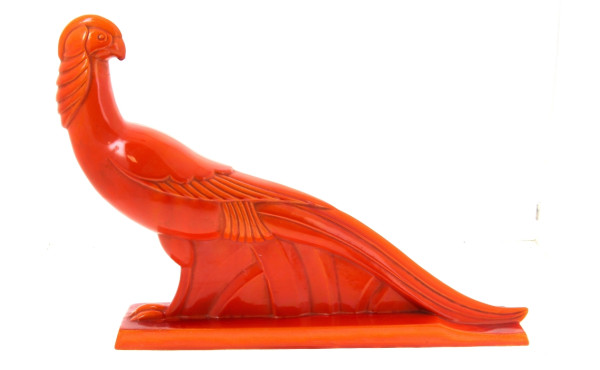 FAISAN - Sujet ART DECO en faïence émail