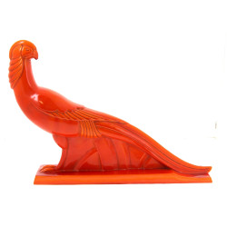 FAISAN - Sujet ART DECO en faïence émail