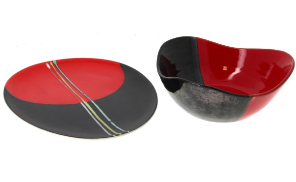 VALLAURIS - Lot de 2 pièces : un plat ov