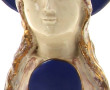 Vierge en céramique à émail rose, bleu e