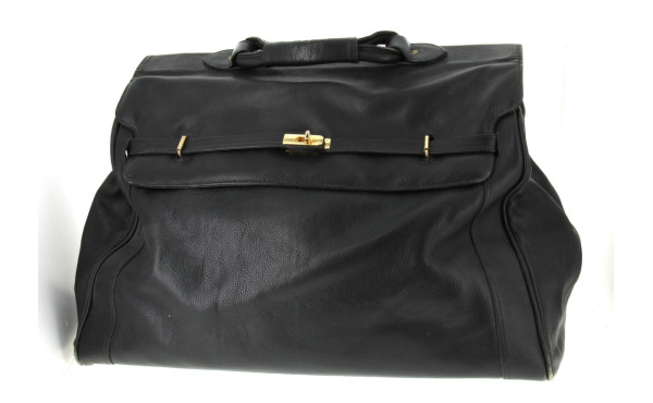 Sac de voyage en cuir noir, H 41 x L 55 