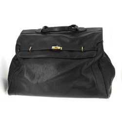 Sac de voyage en cuir noir, H 41 x L 55 