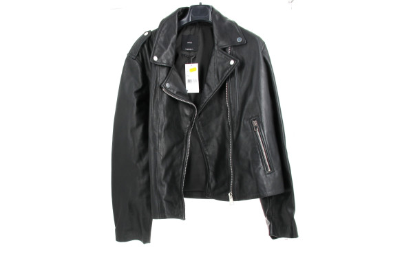 MNG - Veste perfecto femme en cuir noir,