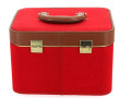 LANCEL - Vanity en toile rouge et cuir b