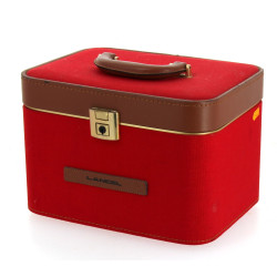 LANCEL - Vanity en toile rouge et cuir b