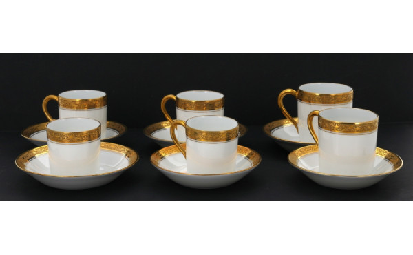 LIMOGES - René Caire - 6 tasses à moka e