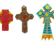 CROIX - Lot de 3 croix d'applique en faï