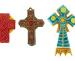 CROIX - Lot de 3 croix d'applique en faï
