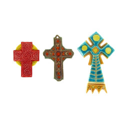 CROIX - Lot de 3 croix d'applique en faï