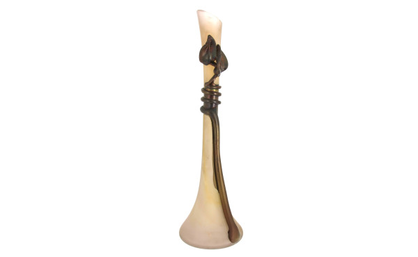 Grand vase en verre décor d'un motif flo
