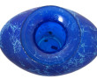 Vase en verre bleu années 90, H 36 cm