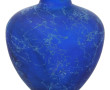 Vase en verre bleu années 90, H 36 cm