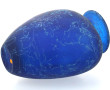 Vase en verre bleu années 90, H 36 cm