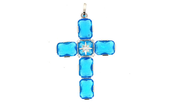 Importante croix en argent 925ème sertie