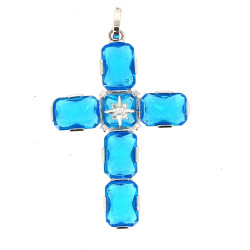 Importante croix en argent 925ème sertie