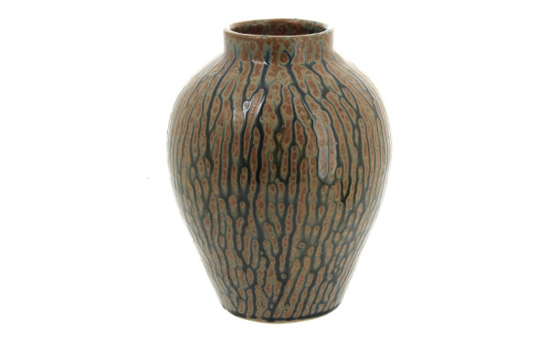 Vase en grès brun et vert, sans marque, 