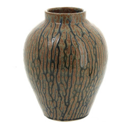 Vase en grès brun et vert, sans marque, 