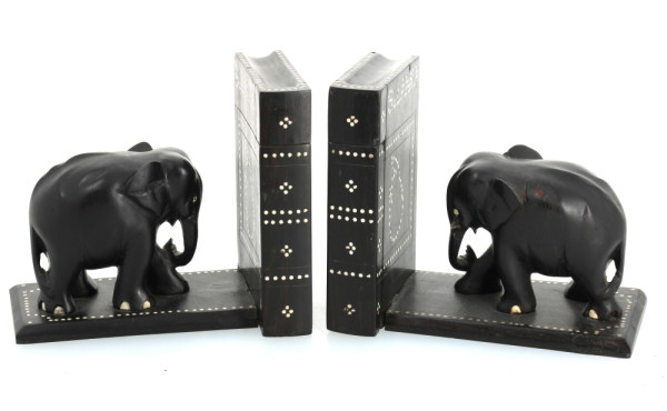 Paire de serre-livres en bois exotique f