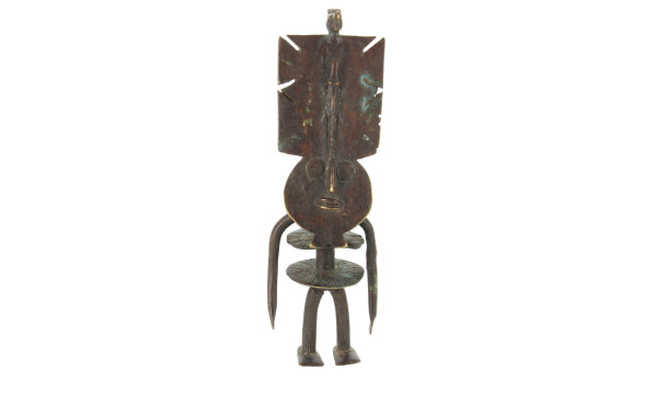 AFRIQUE - Personnage en bronze portant u
