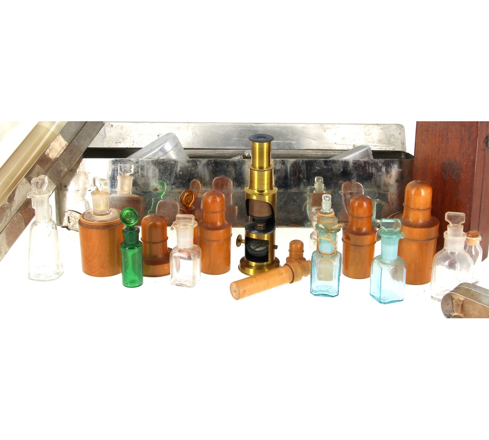 Ancien Microscope Jouet Scientifique Gege - Coffret Bois Vintage - Éducatif