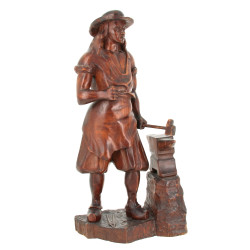 Bretagne Xxème "Forgeron", sujet en bois