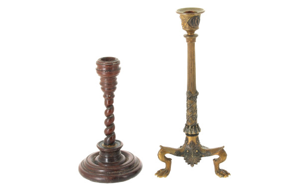Bougeoir XIXème en bronze à 2 patines, p
