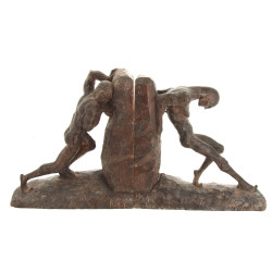 Paire de serre-livres en bois sculpté en