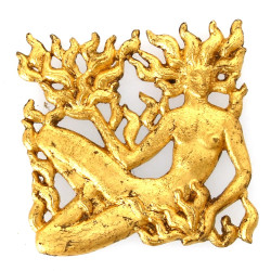 Plaque en métal doré des années 50 repré