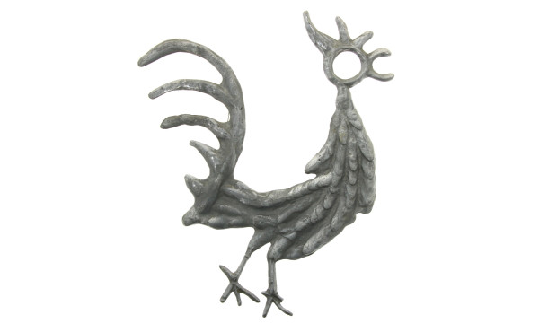 Coq en plomb, monogrammé GS 1965, H. 40 
