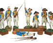 8 soldats en bois peints H. 26 cm