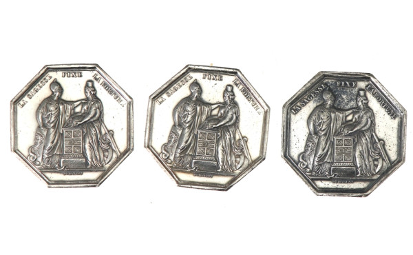 TROIS JETONS d'ARGENT, BANQUE de FRANCE 