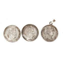 Trois écus XIXème en argent, dont un mon