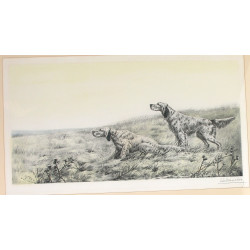 Léon DANCHIN (1887-1938) "Deux setters à