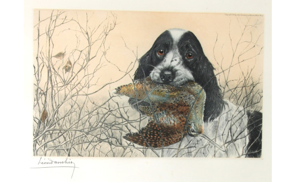 Léon DANCHIN (1887-1938) "Setter à la bé