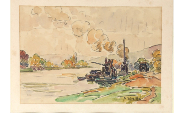 André LEVEILLÉ (1880-1963) "Bord de rivi