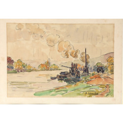 André LEVEILLÉ (1880-1963) "Bord de rivi