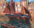 R. DESFONTAINE (Xxème) "Barques au port,