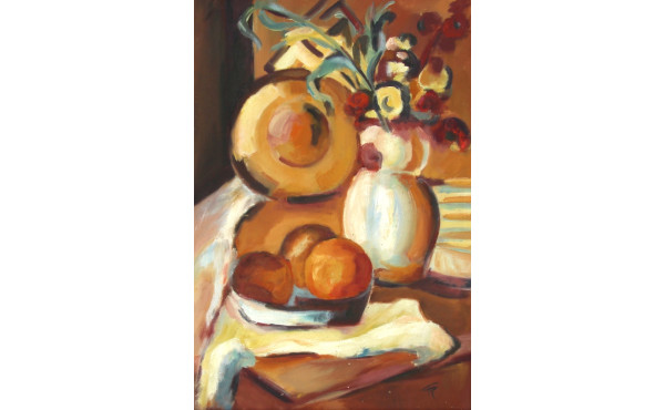 Ecole Xxème "Nature morte dans les tons 