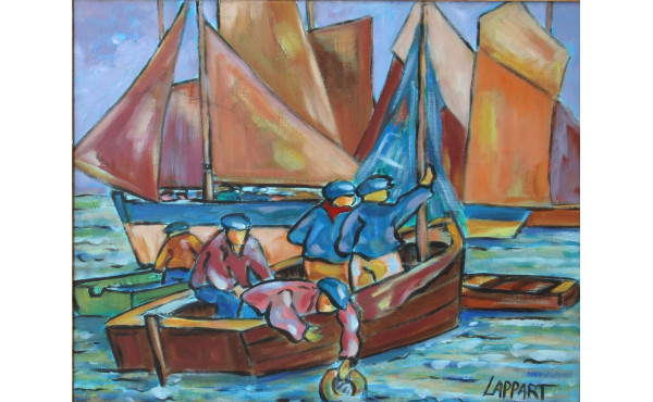 Jean-Yves LAPPART (1947) "Pêcheurs au tr