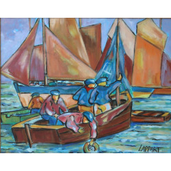 Jean-Yves LAPPART (1947) "Pêcheurs au tr